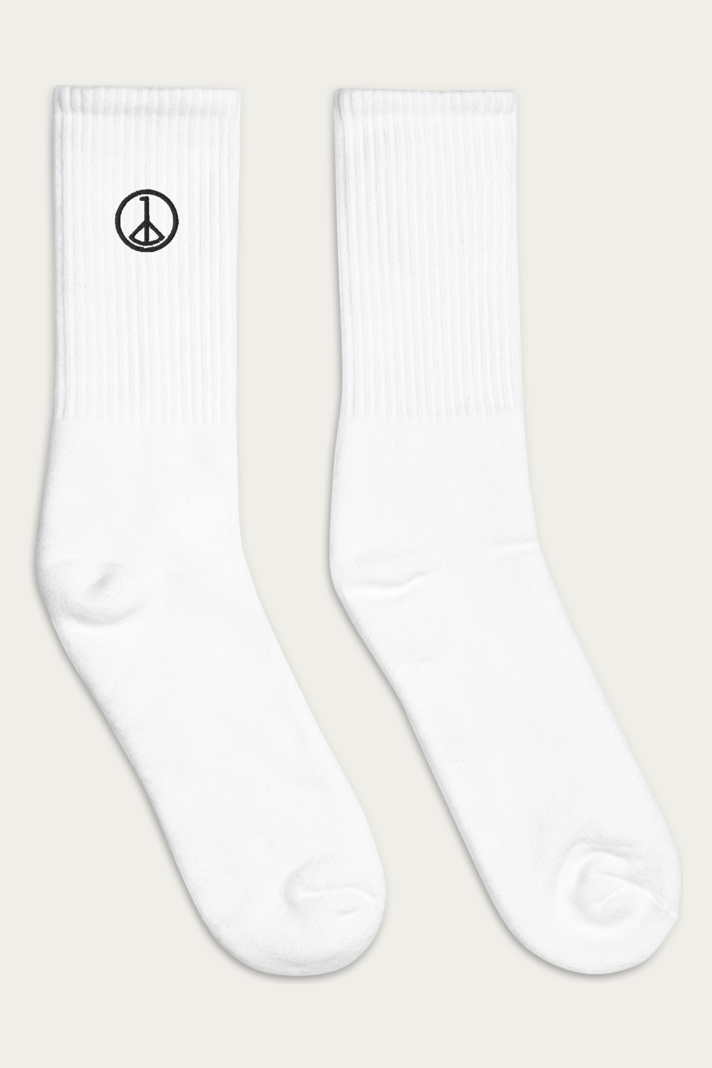 Embroidered Socks, White by Andre Blunt, from the right, on a Cloud White ground