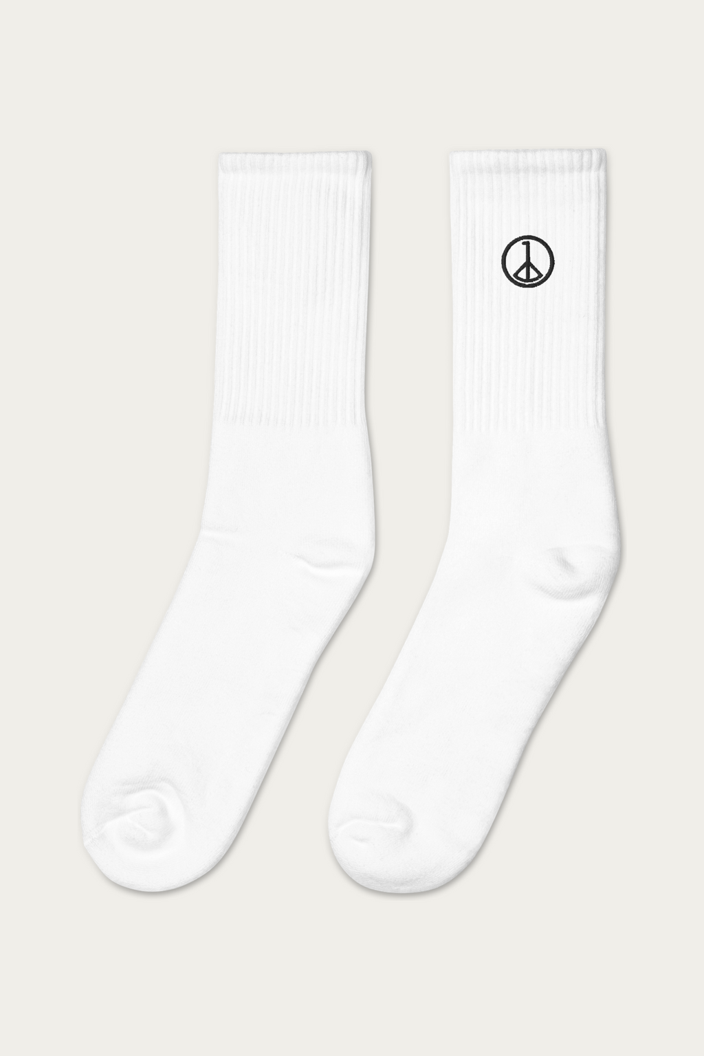 Embroidered Socks, White by Andre Blunt, from the left, on a Cloud White ground
