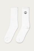 Embroidered Socks, White by Andre Blunt, from the left, on a Cloud White ground