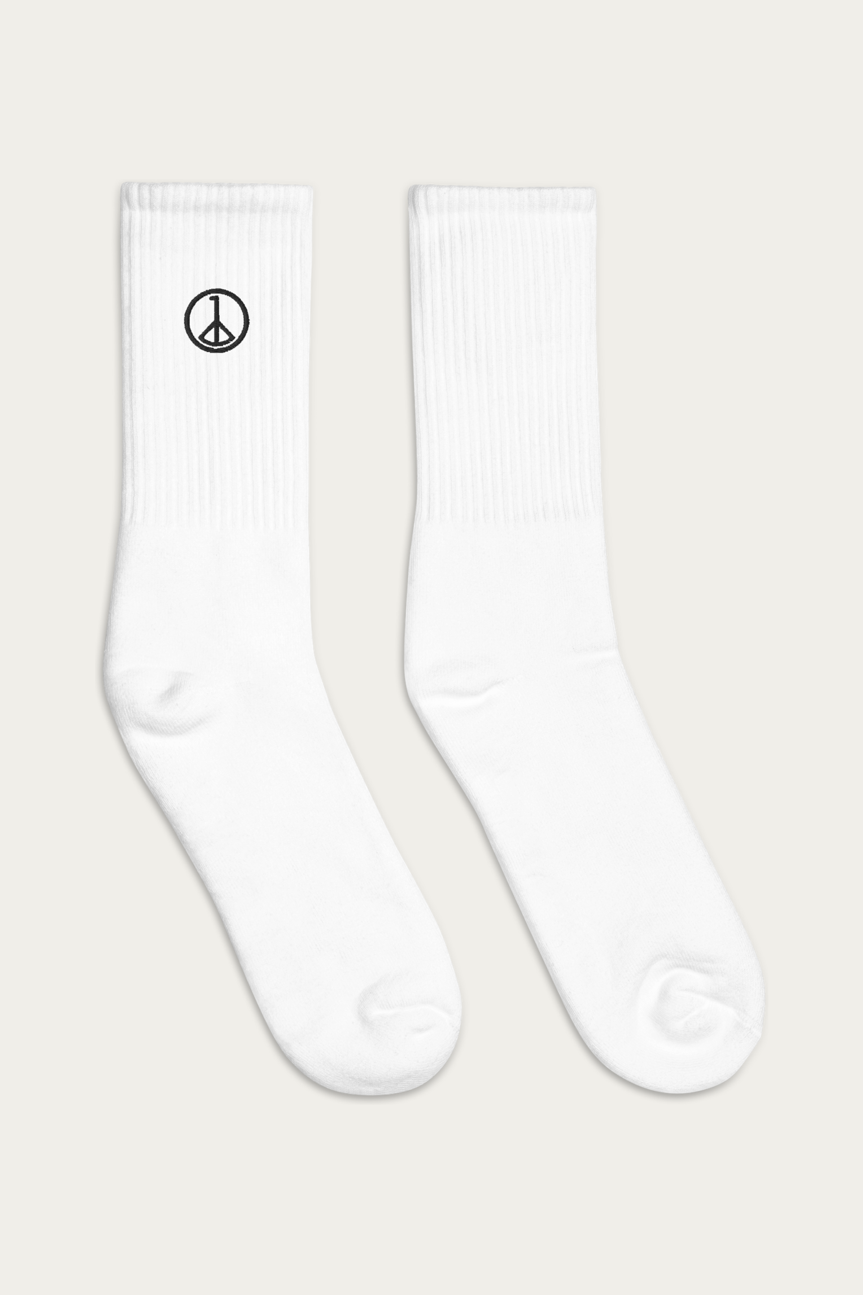 Embroidered Socks, White by Andre Blunt, from the right, on a Cloud White ground