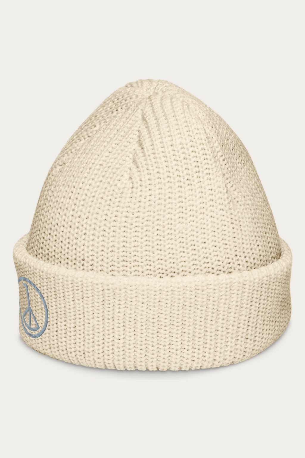 Fisherman Beanie, Ecru by Andre Blunt, from the left, on a Cloud White ground