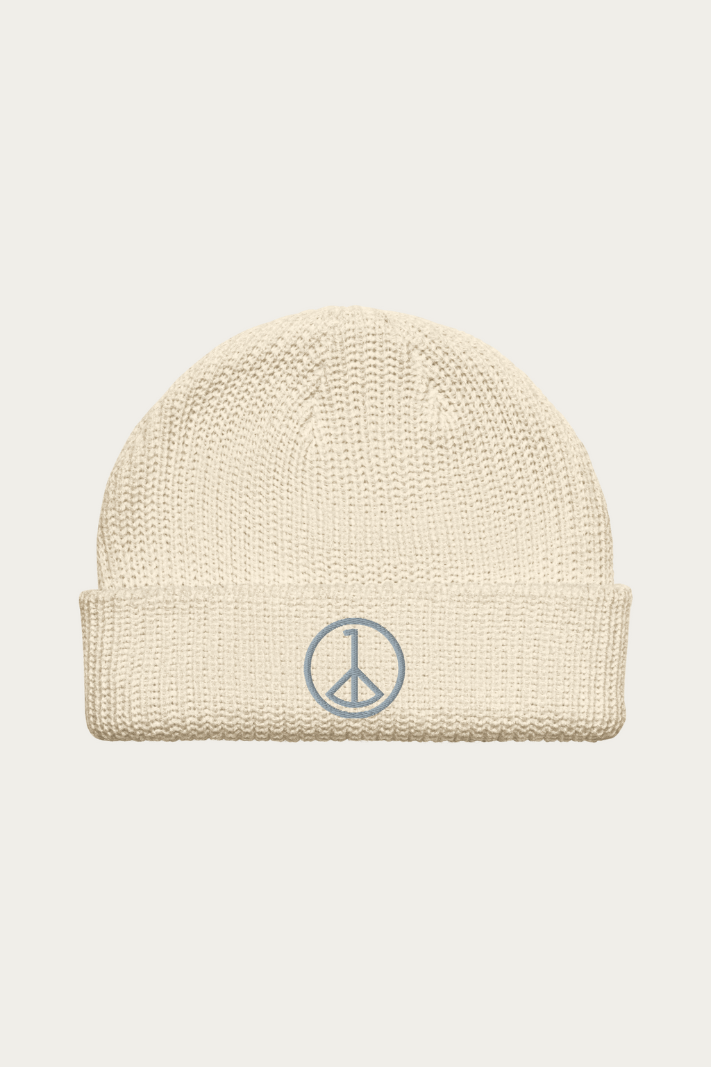 Fisherman Beanie, Ecru by Andre Blunt, shown on a Cloud White ground