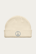Fisherman Beanie, Ecru by Andre Blunt, shown on a Cloud White ground