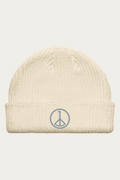 Fisherman Beanie, Ecru by Andre Blunt, shown on a Cloud White ground