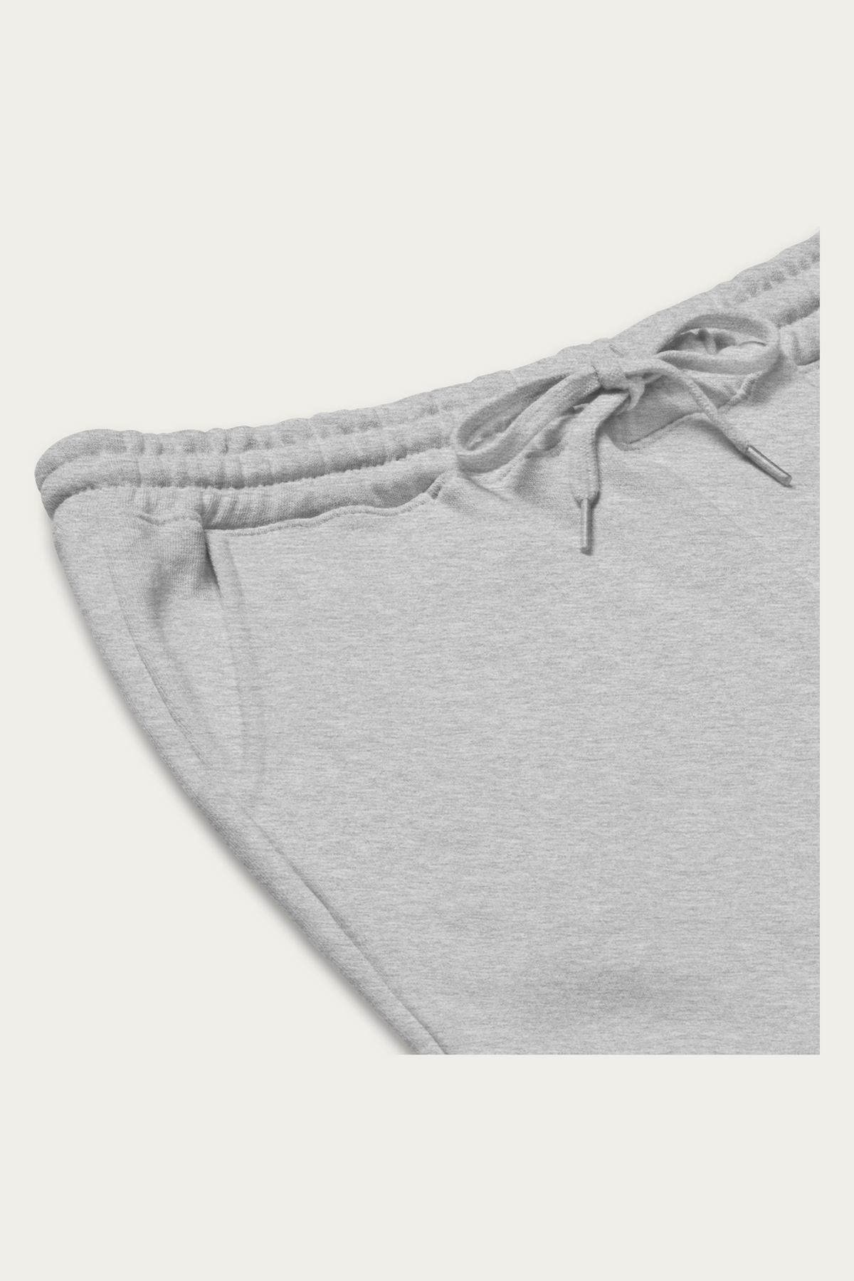 Fleece Shorts, Grey by Andre Blunt, detail, on a Cloud White ground