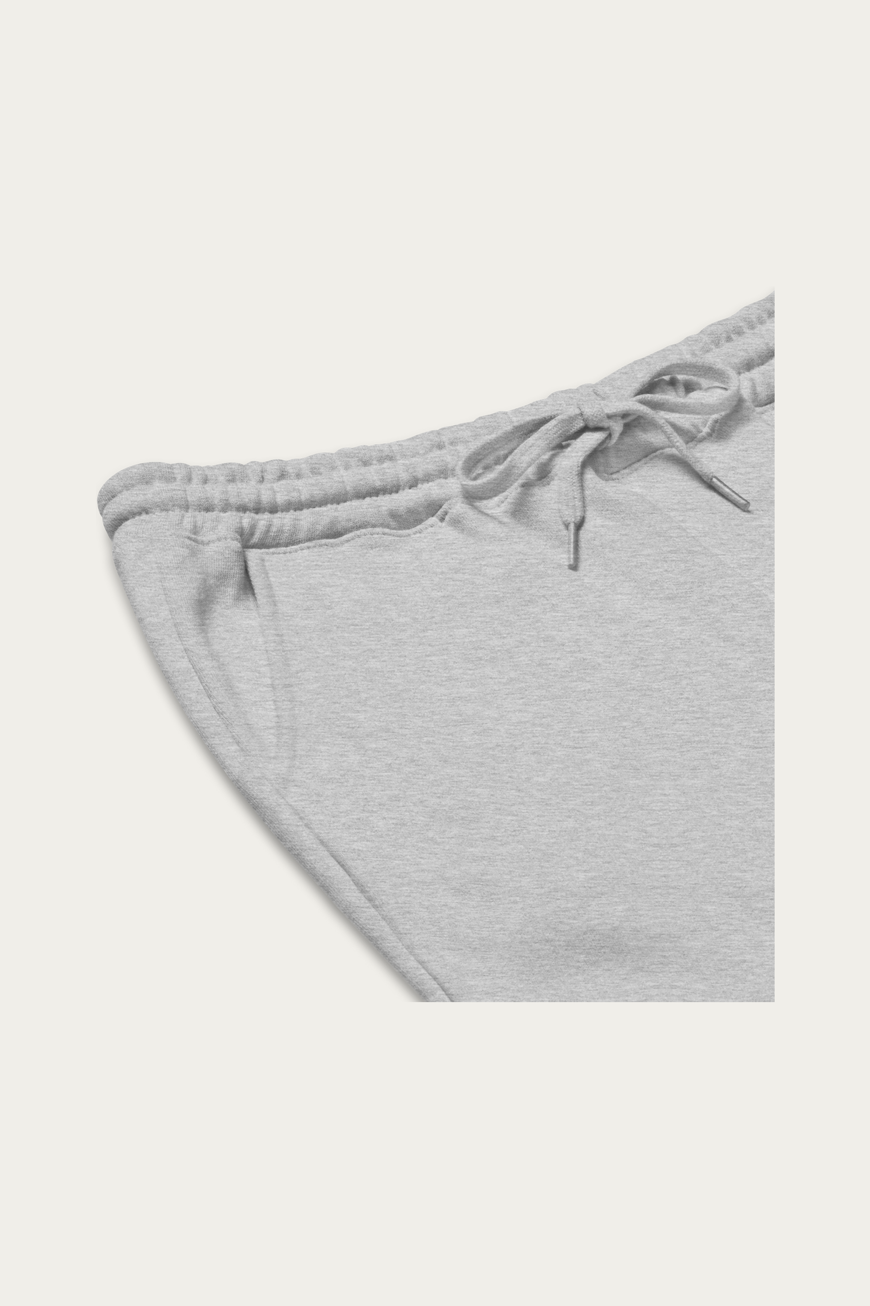 Fleece Shorts, Grey by Andre Blunt, detail, on a Cloud White ground
