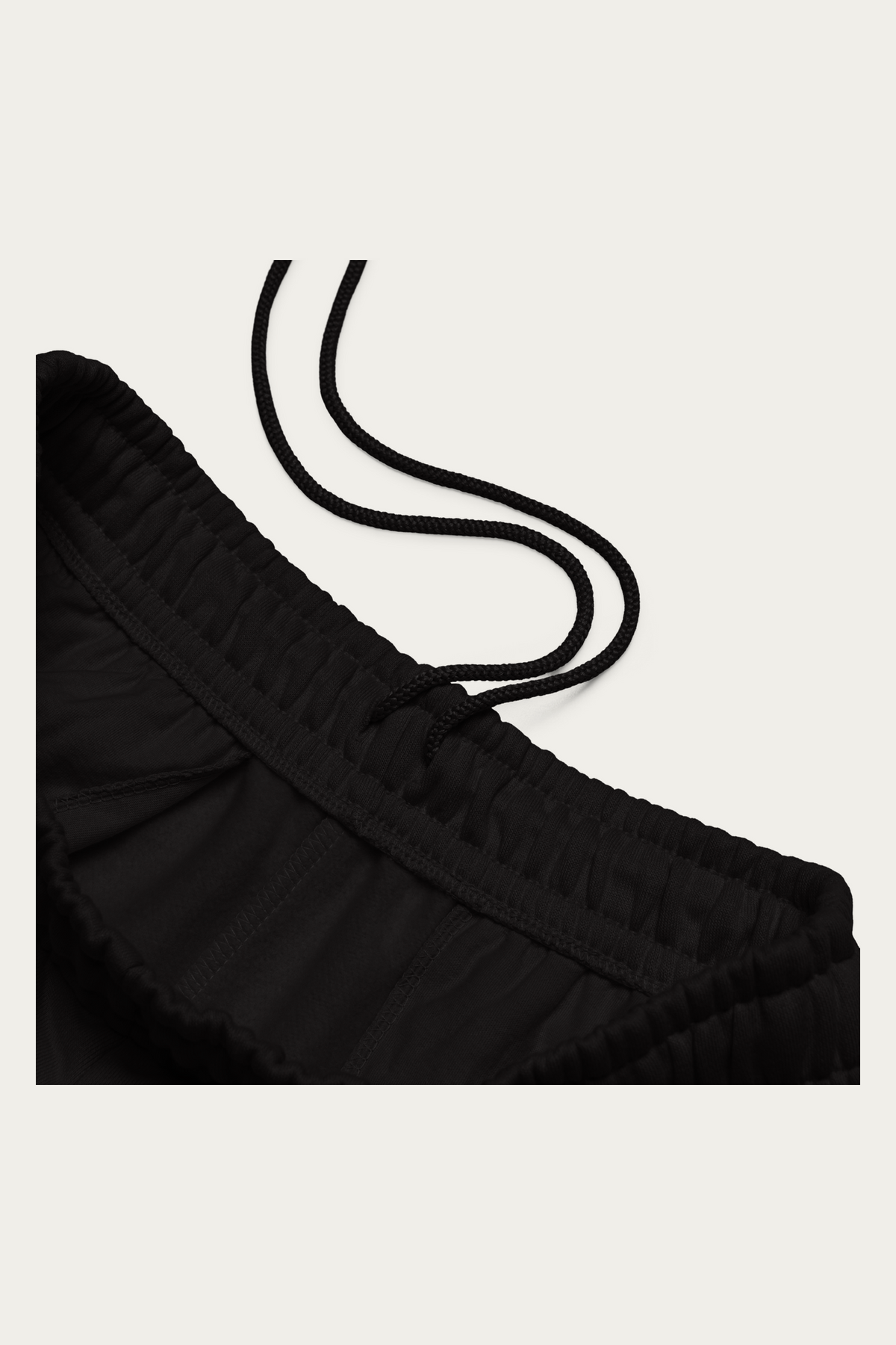 Fleece Sweatpants, Black by Andre Blunt, detail, on a Cloud White ground