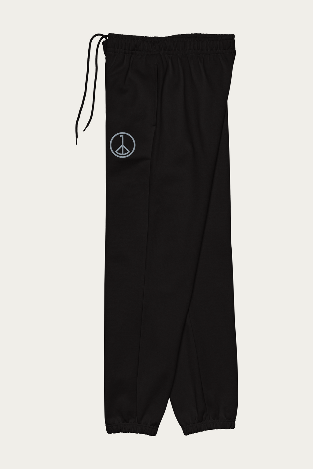 Fleece Sweatpants, Black by Andre Blunt, from the left, on a Cloud White ground