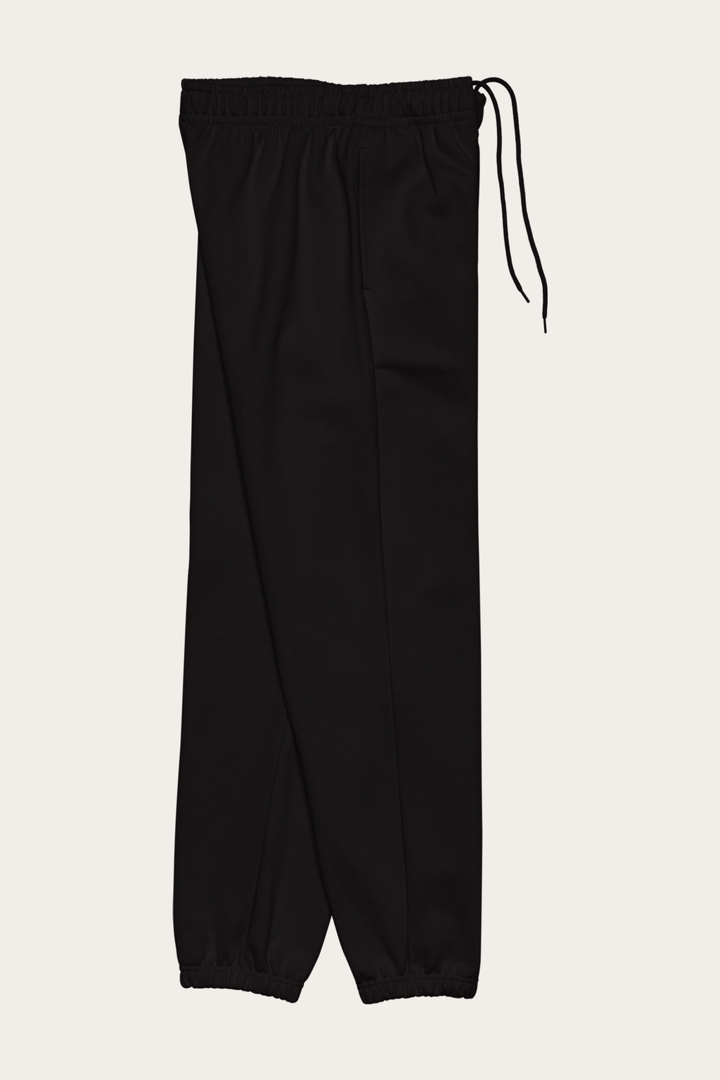 Fleece Sweatpants, Black by Andre Blunt, from the right, on a Cloud White ground