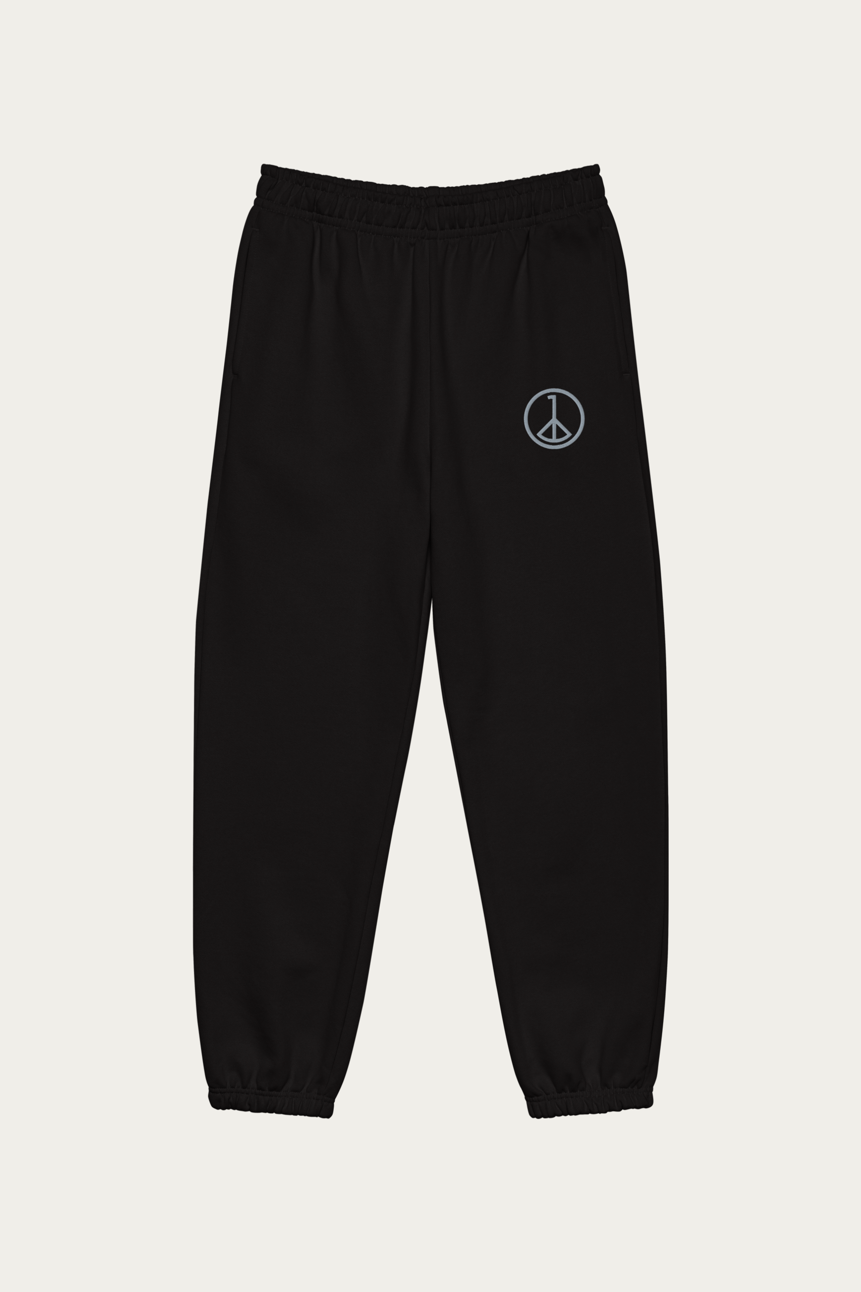 Fleece Sweatpants, Black by Andre Blunt, shown on a Cloud White ground