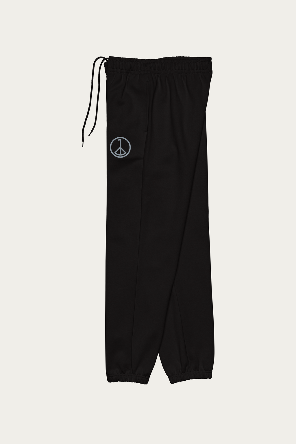 Fleece Sweatpants, Black by Andre Blunt, from the left, on a Cloud White ground