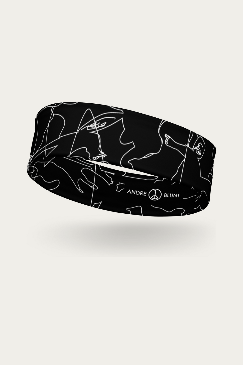 Headband, White by Andre Blunt, left front, on a Cloud White ground