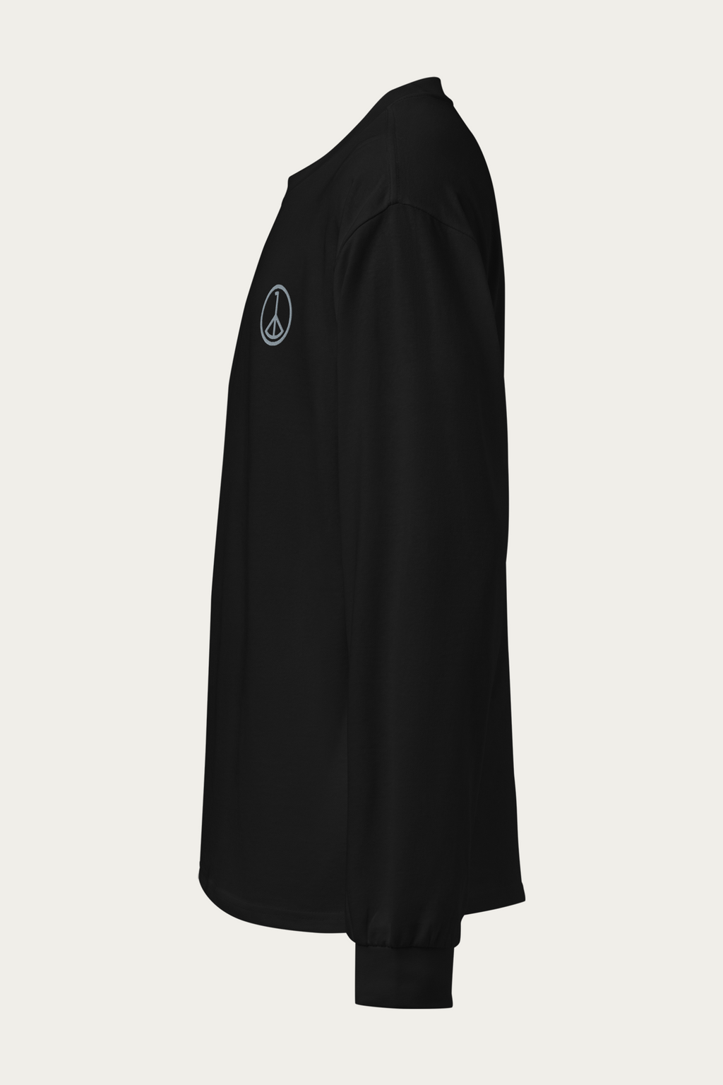 Heavyweight Long-Sleeve, Black by Andre Blunt, left, on a Cloud White ground