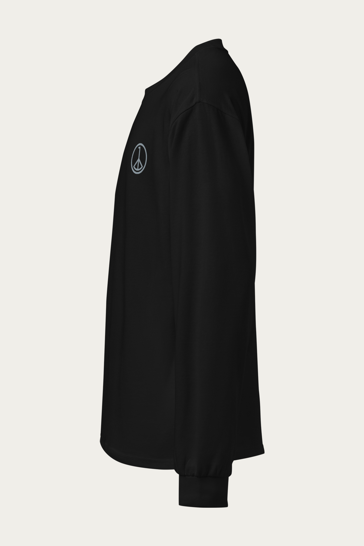 Heavyweight Long-Sleeve, Black by Andre Blunt, left, on a Cloud White ground