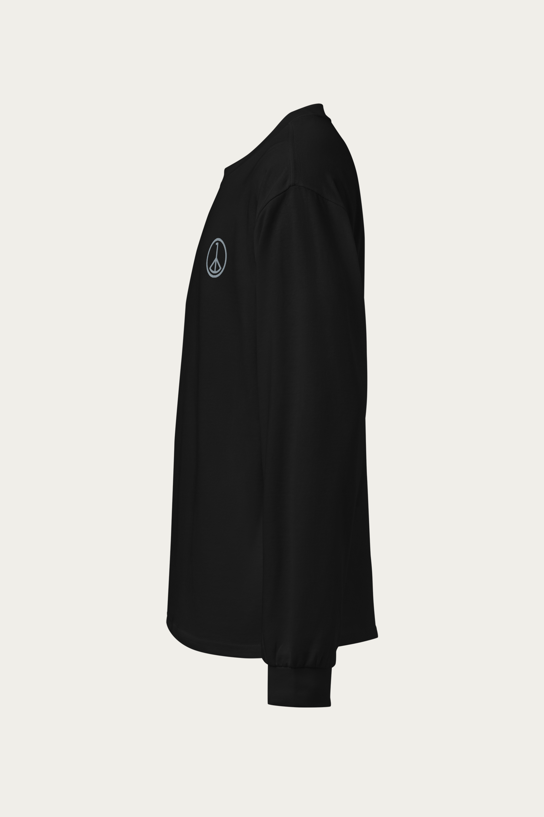 Heavyweight Long-Sleeve, Black by Andre Blunt, left, on a Cloud White ground