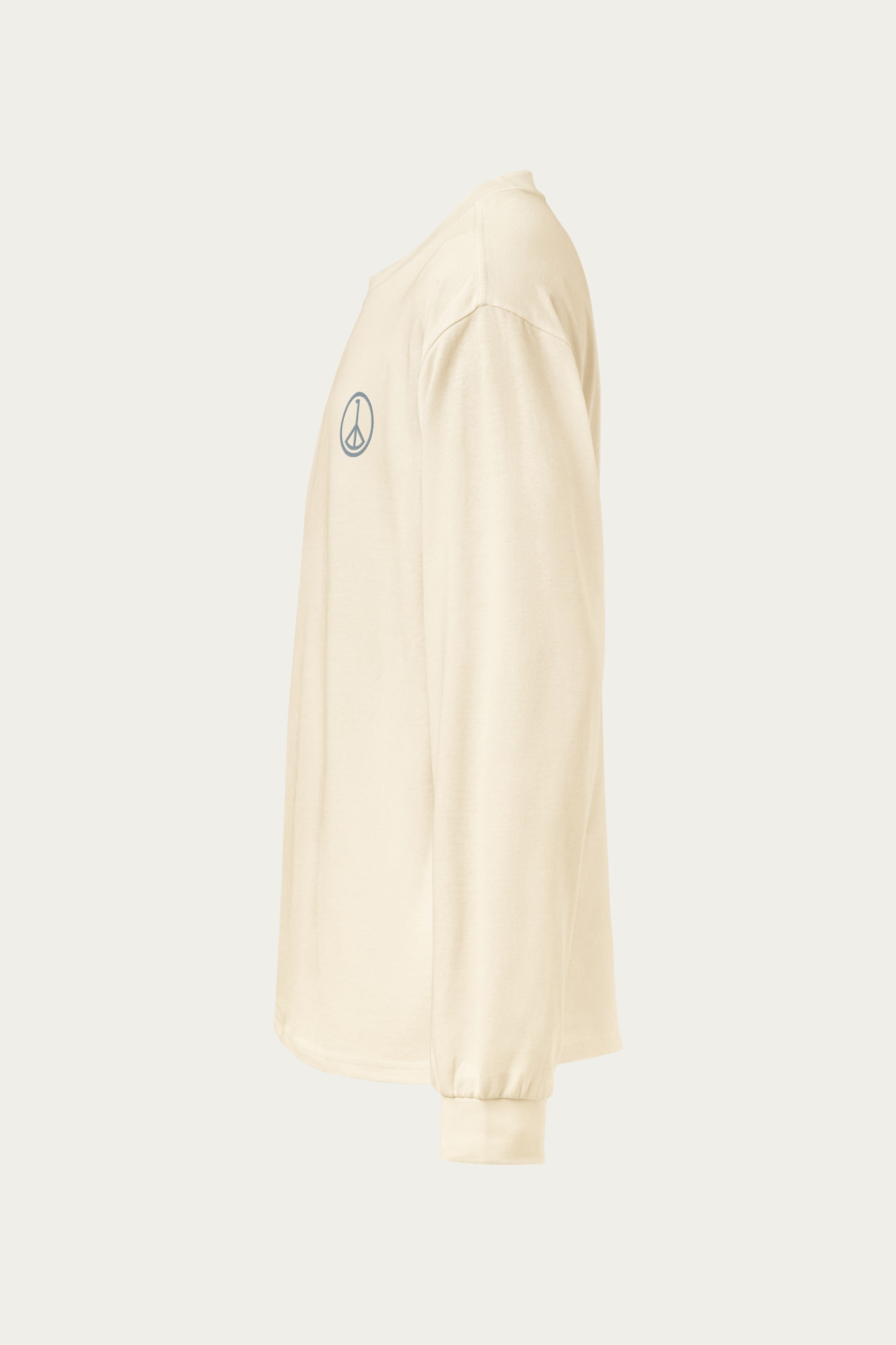 Heavyweight Long-Sleeve, Ecru by Andre Blunt, left, on a Cloud White ground