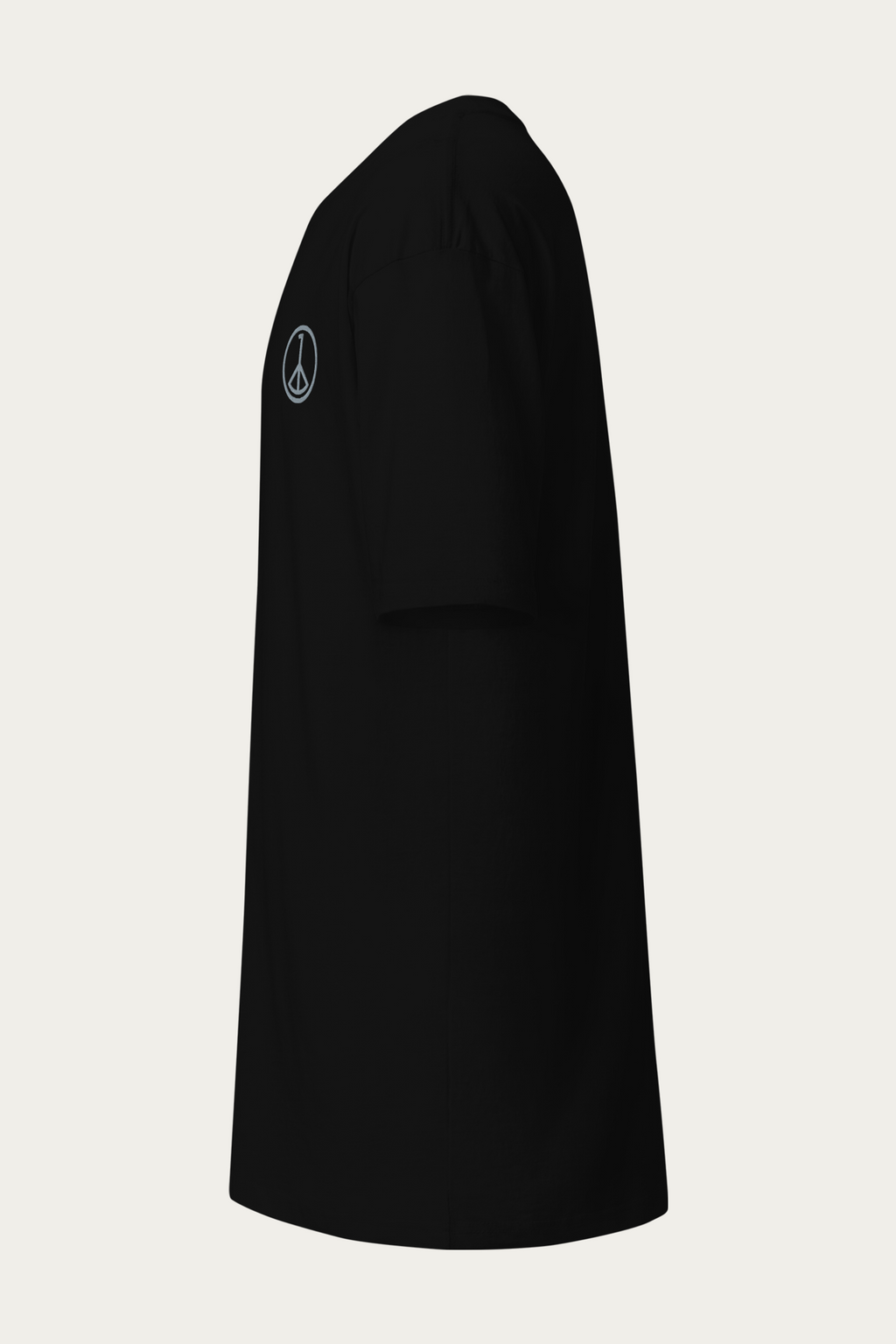 Heavyweight Tee, Black by Andre Blunt, from the left, on a Cloud White ground
