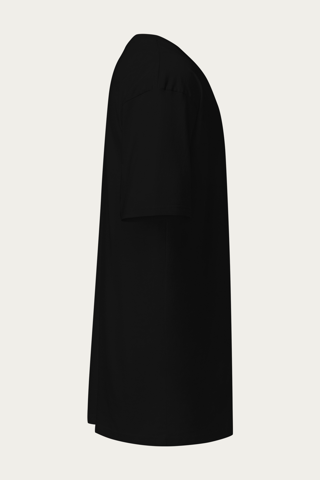 Heavyweight Tee, Black by Andre Blunt, from the right, on a Cloud White ground