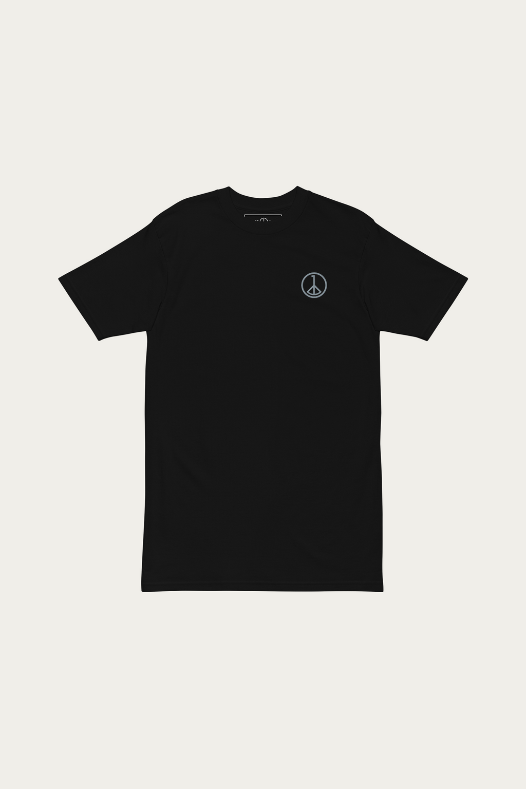 Heavyweight Tee, Black by Andre Blunt, shown on a Cloud White ground