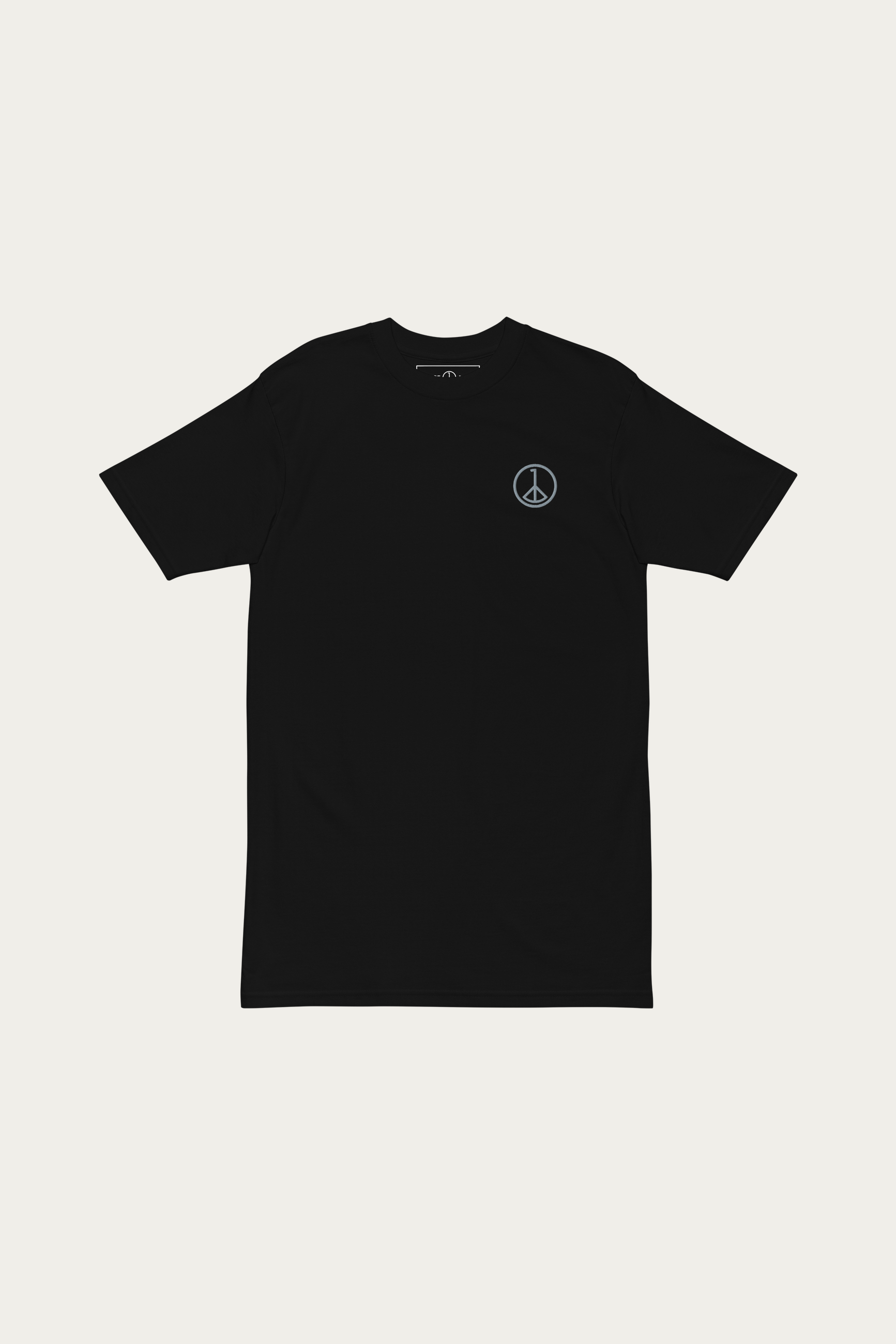 Heavyweight Tee, Black by Andre Blunt, shown on a Cloud White ground