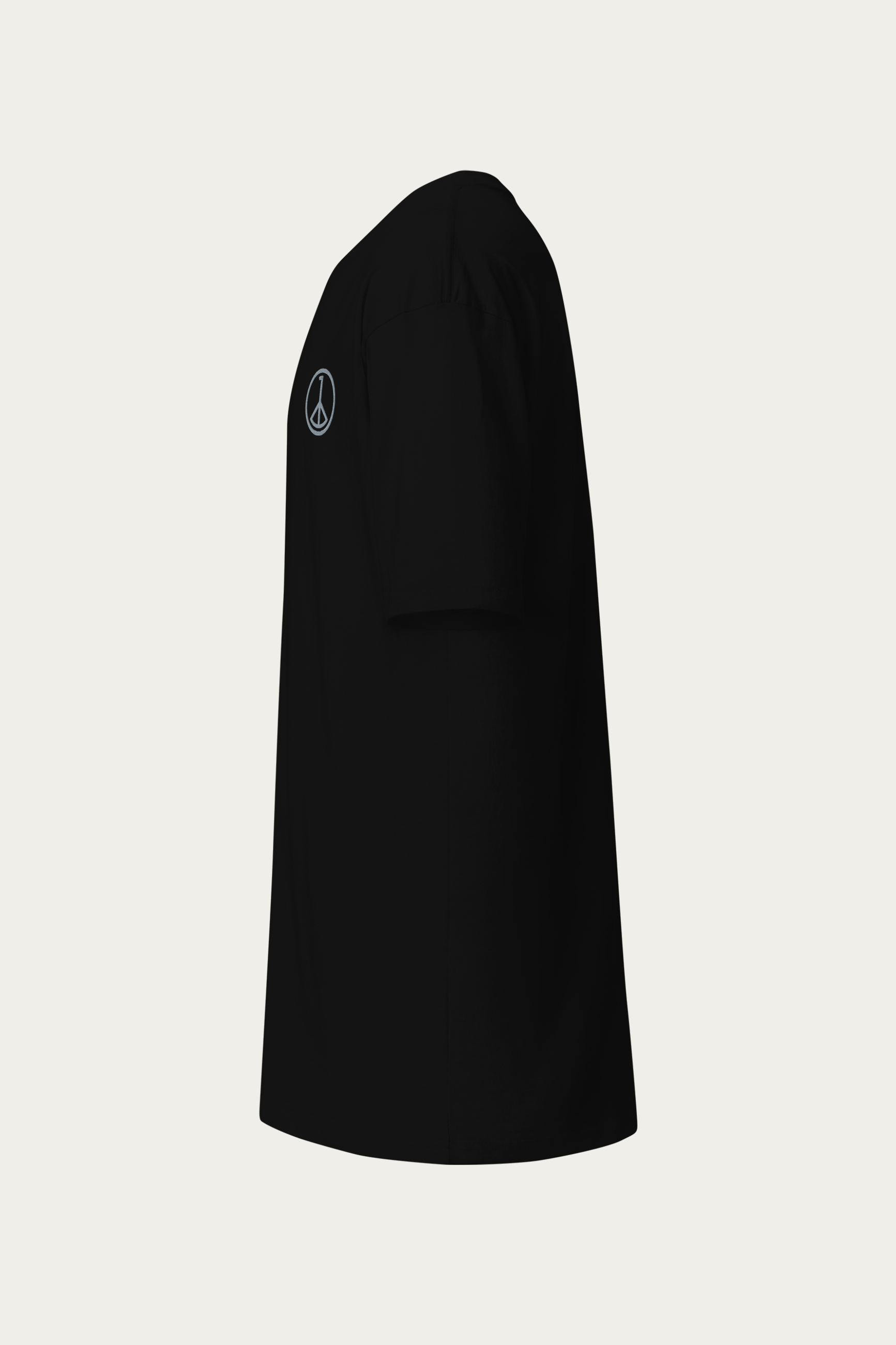 Heavyweight Tee, Black by Andre Blunt, from the left, on a Cloud White ground