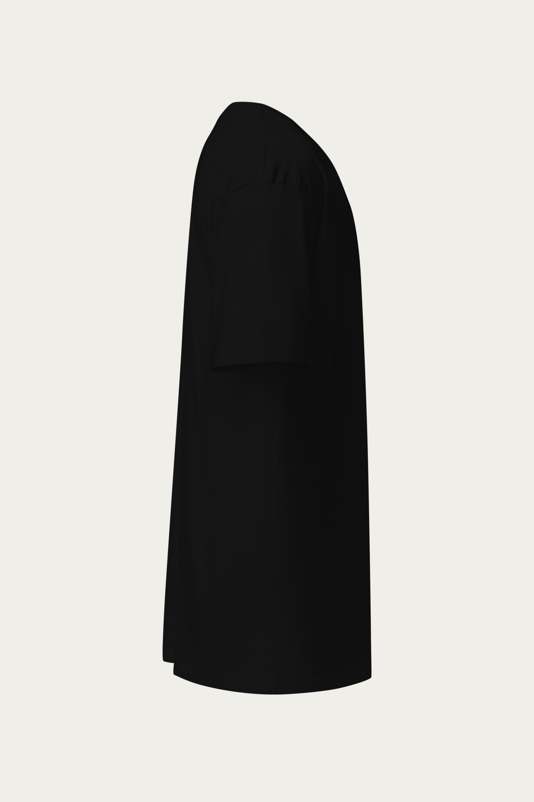 Heavyweight Tee, Black by Andre Blunt, from the right, on a Cloud White ground