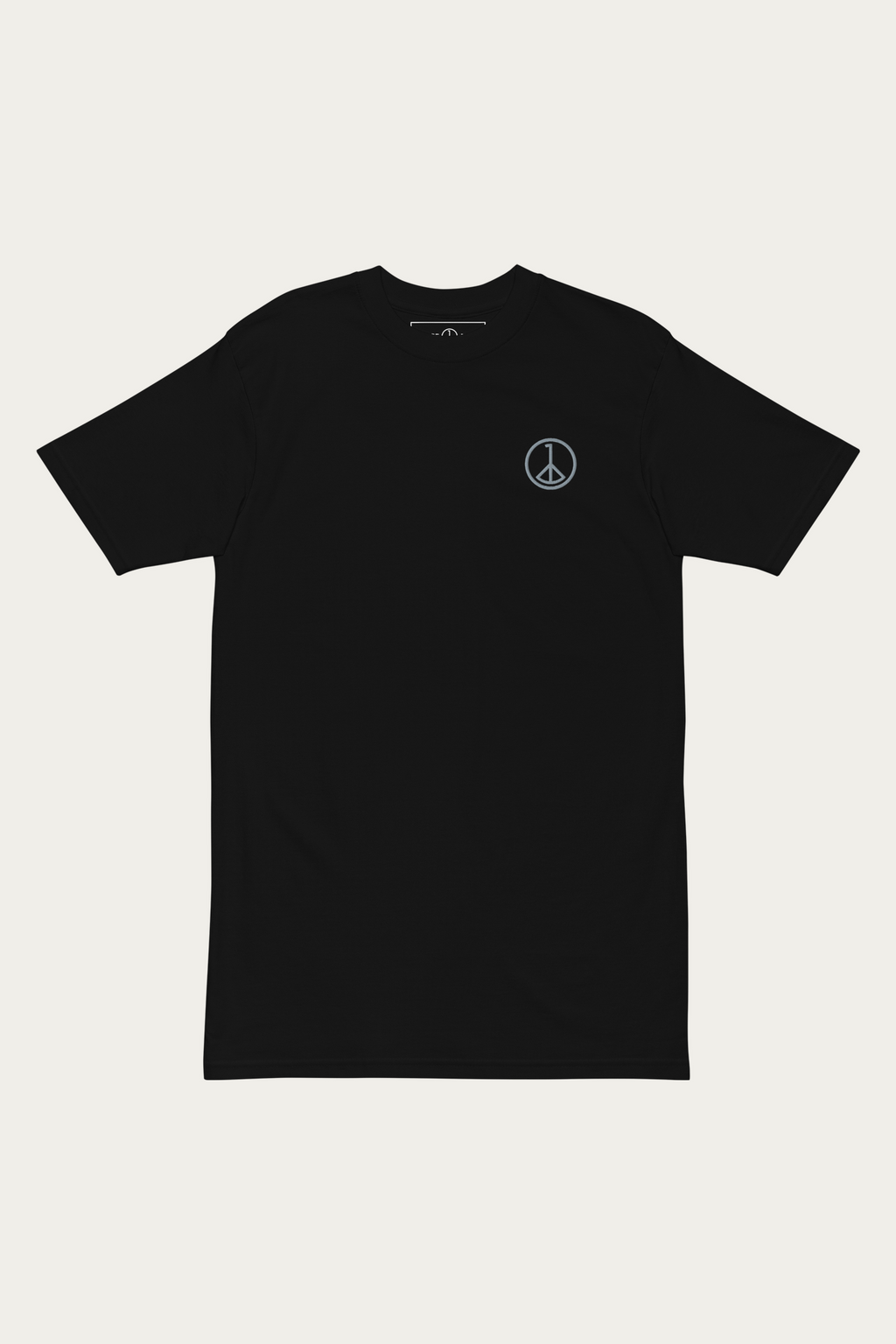Heavyweight Tee, Black by Andre Blunt, shown on a Cloud White ground