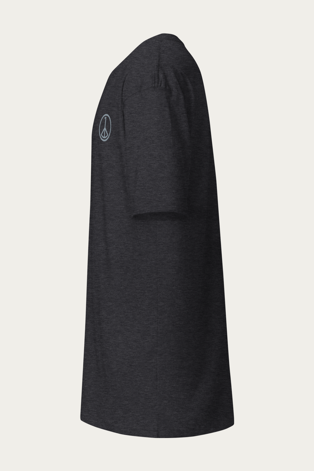 Heavyweight Tee, Charcoal by Andre Blunt, from the left, on a Cloud White ground