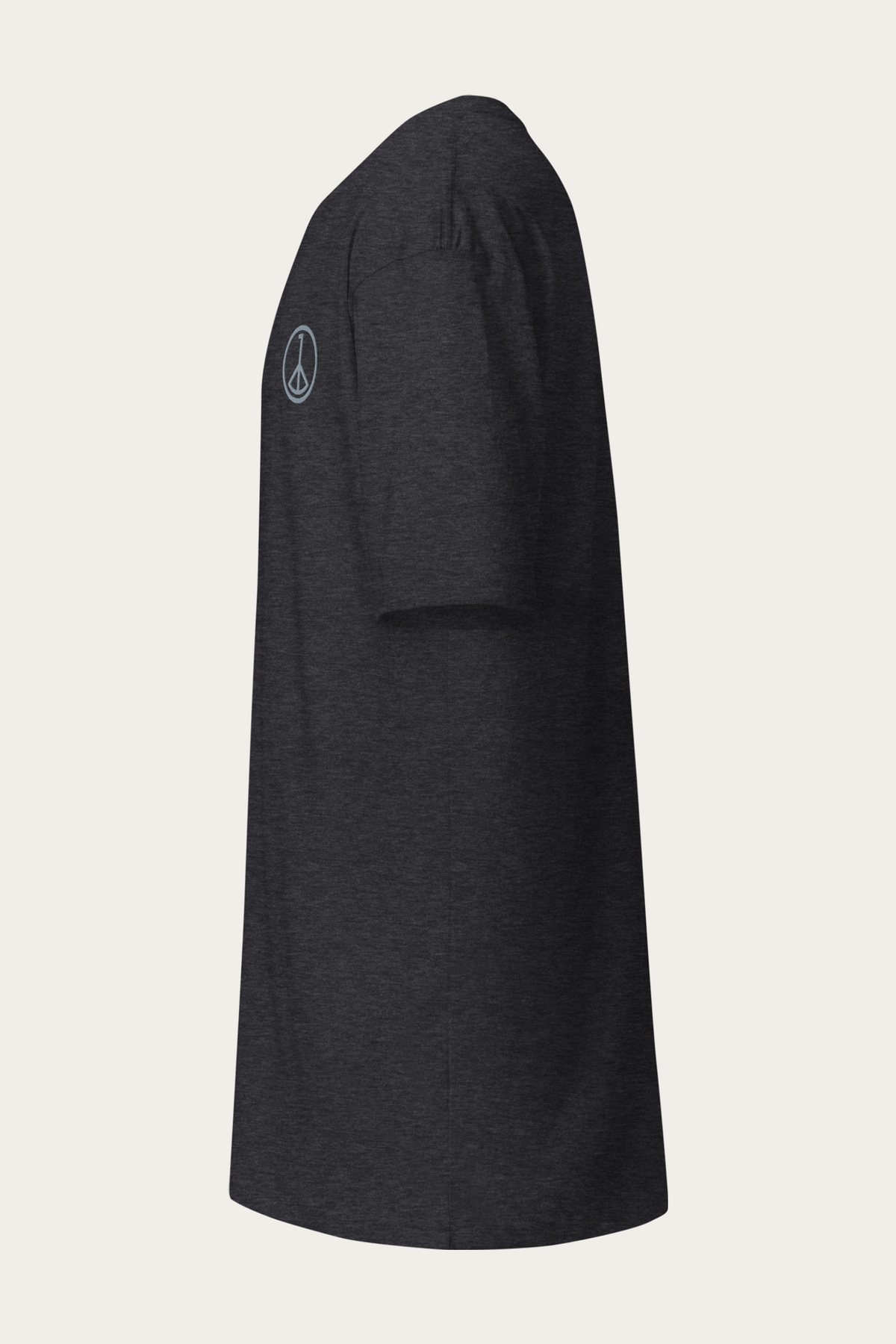 Heavyweight Tee, Charcoal by Andre Blunt, from the left, on a Cloud White ground