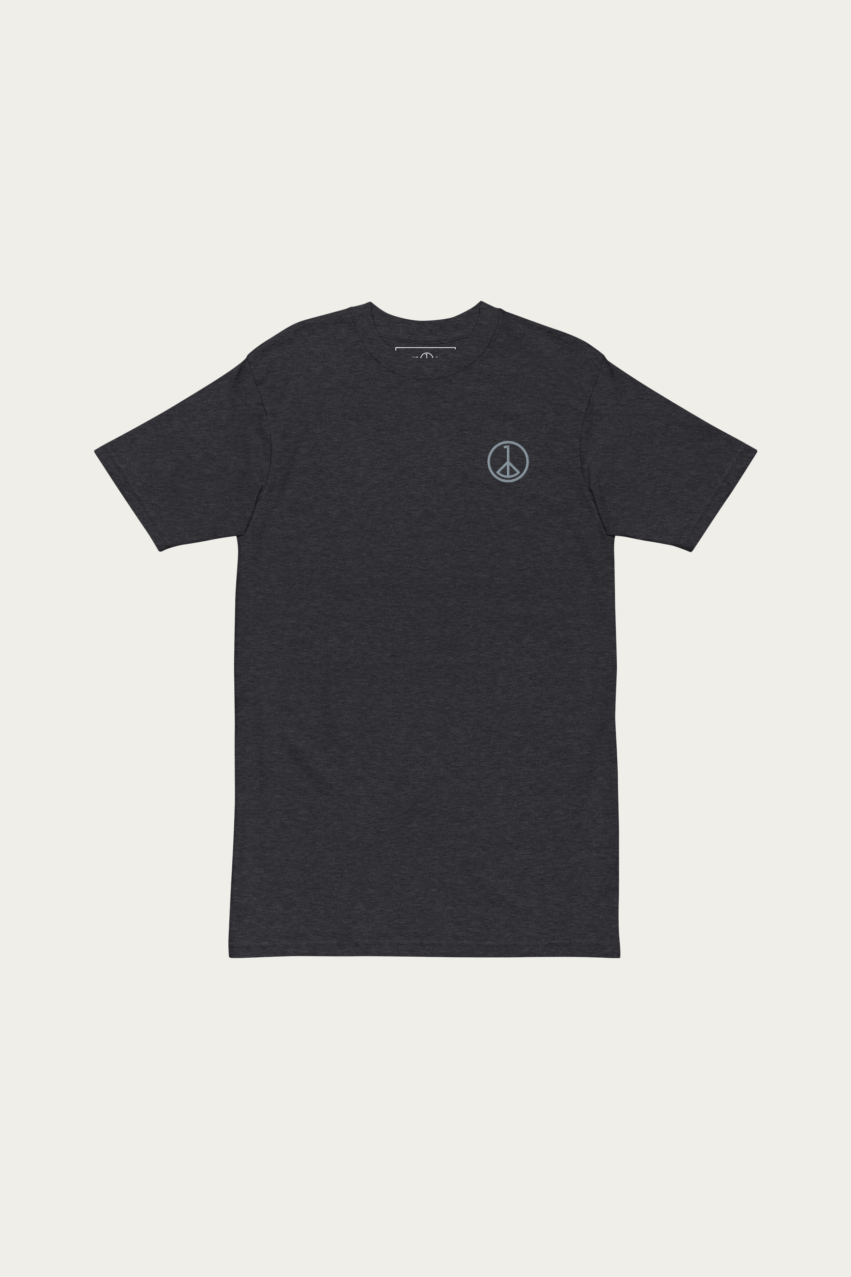Heavyweight Tee, Charcoal by Andre Blunt, shown on a Cloud White ground
