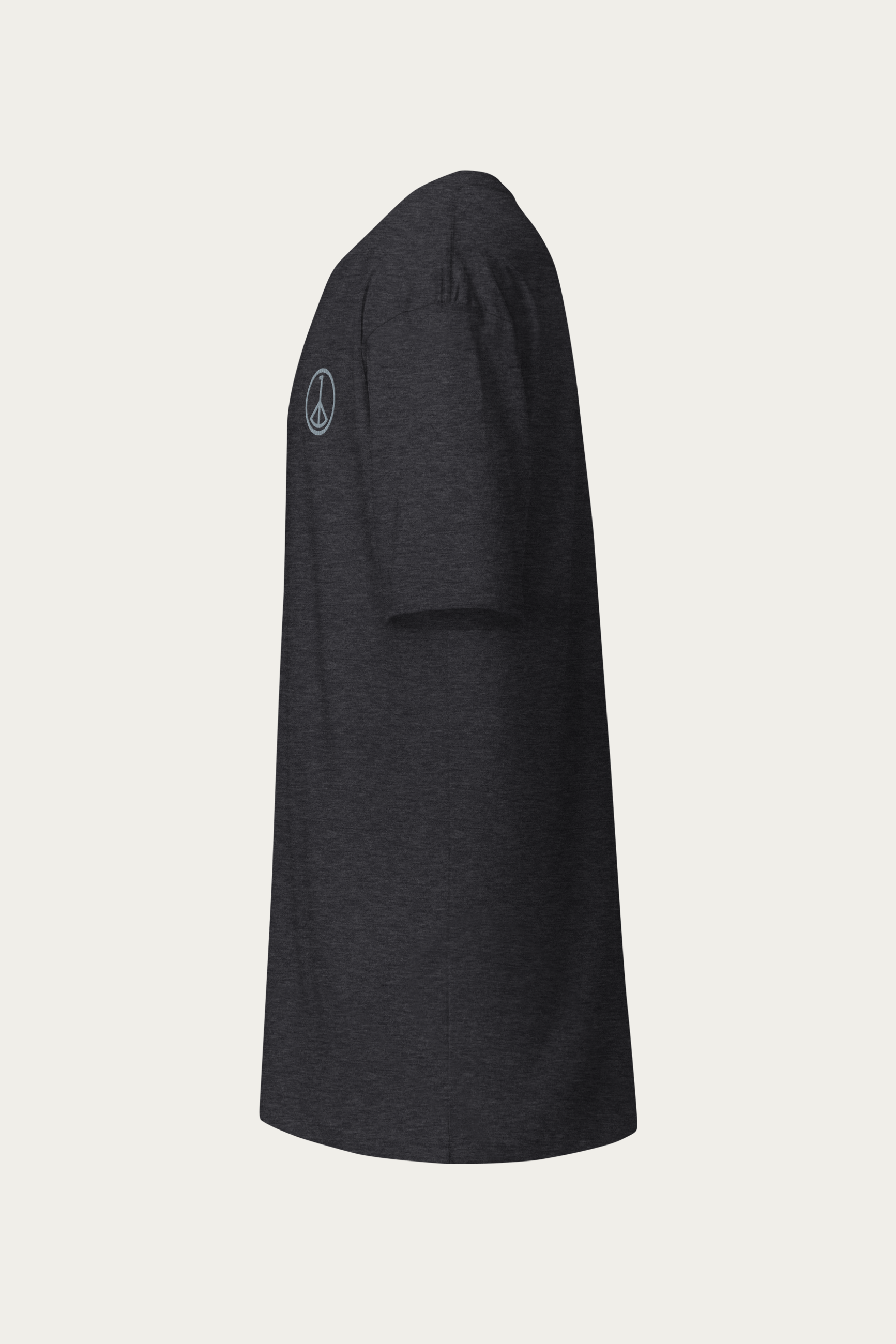 Heavyweight Tee, Charcoal by Andre Blunt, from the left, on a Cloud White ground