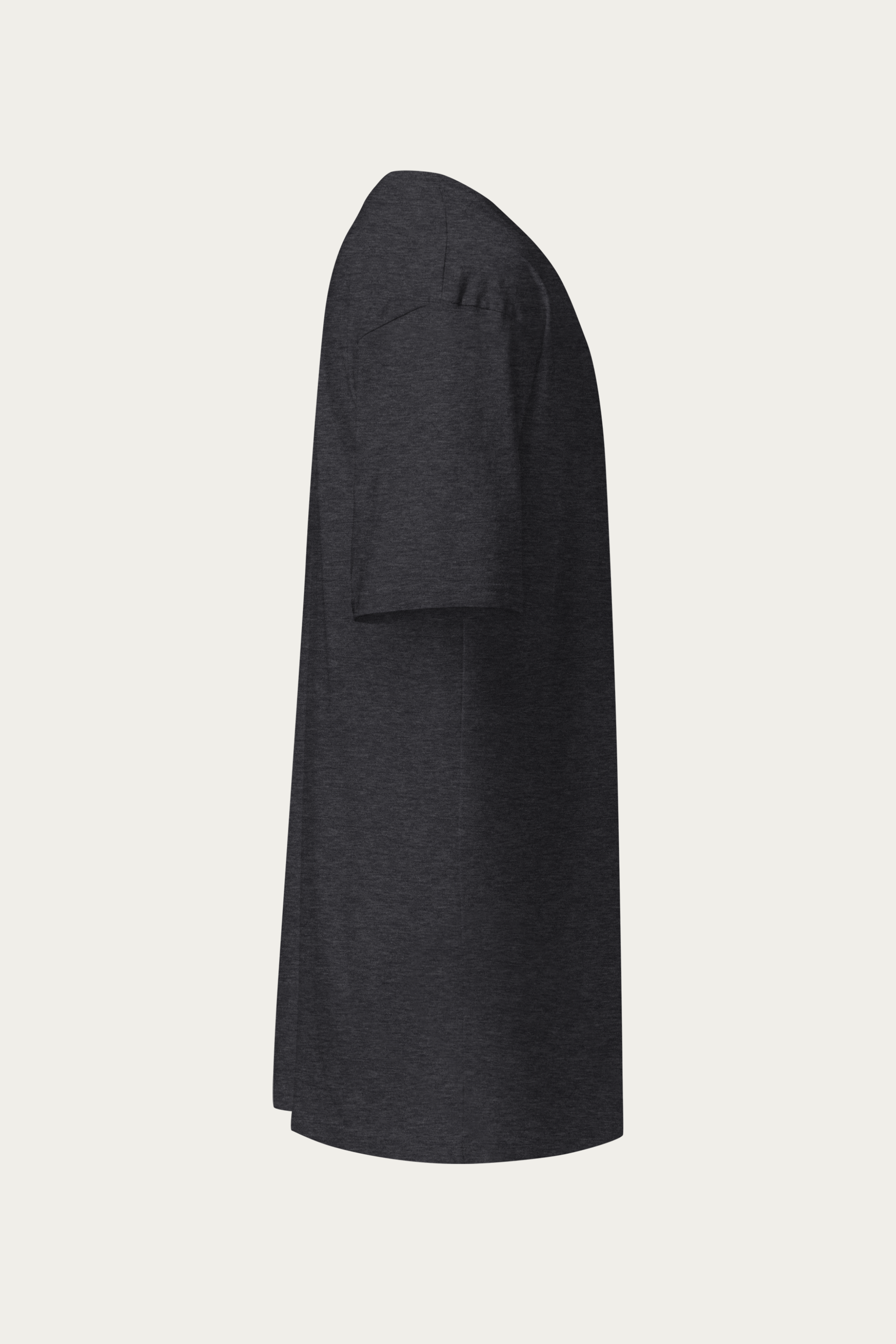 Heavyweight Tee, Charcoal by Andre Blunt, from the right, on a Cloud White ground