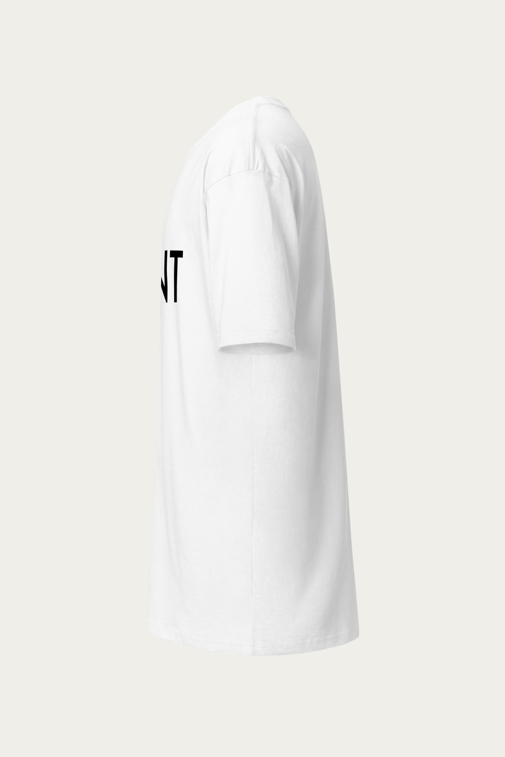 Andre Blunt heavyweight tee in white, side