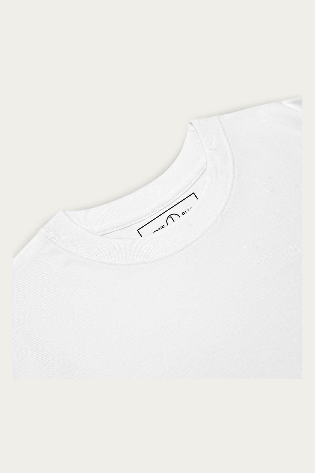 Heavyweight Tee, White by Andre Blunt, detail, on a Cloud White ground