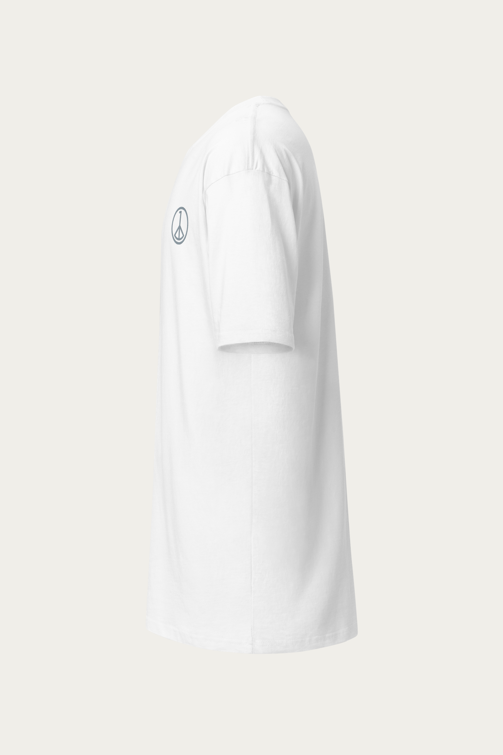 Heavyweight Tee, White by Andre Blunt, from the left, on a Cloud White ground