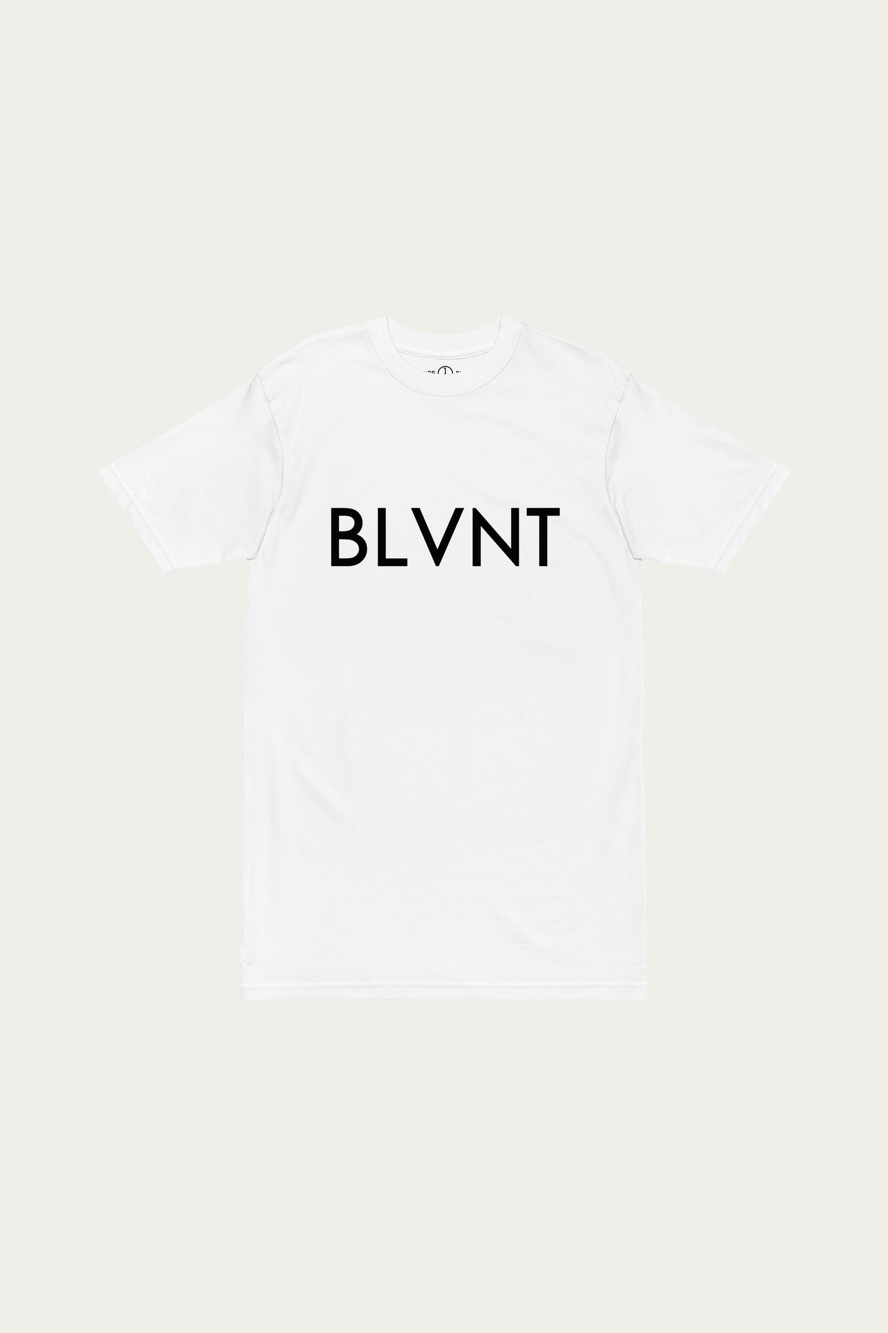 Andre Blunt heavyweight tee in white, front