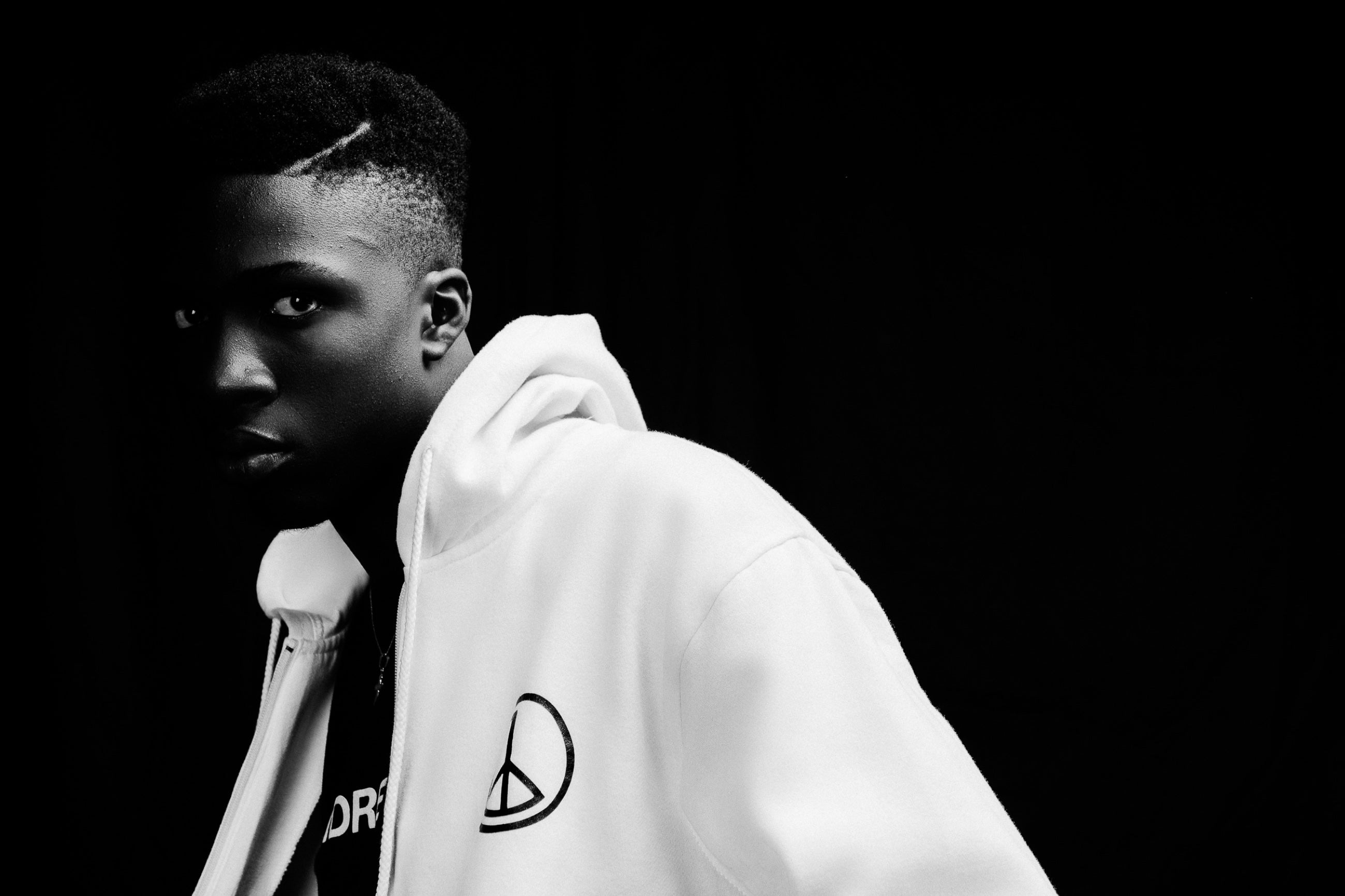 Andre Blunt zip hoodie with wheel of peace, hero fallback