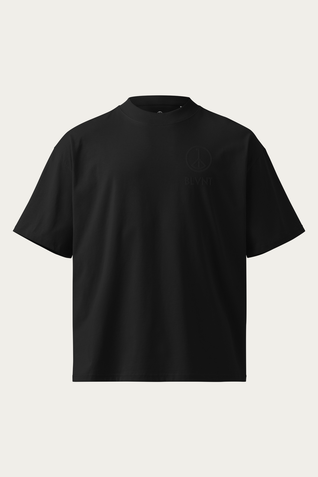 High Neck Tee, Black, front