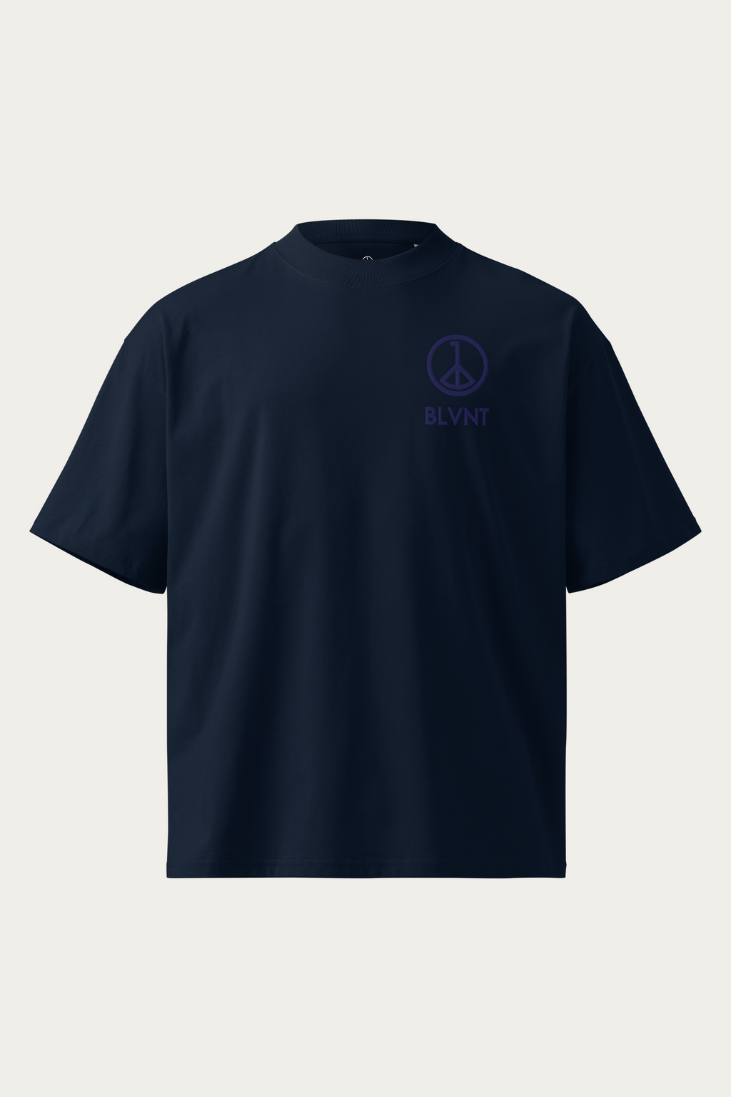 High Neck Tee, Navy, front