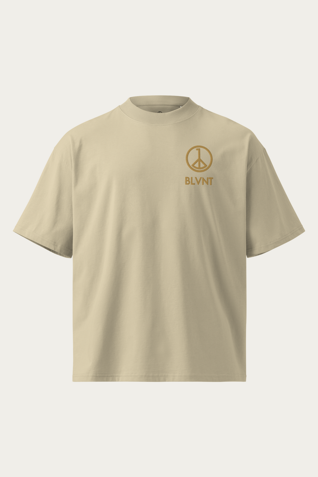 High Neck Tee, Stone, front