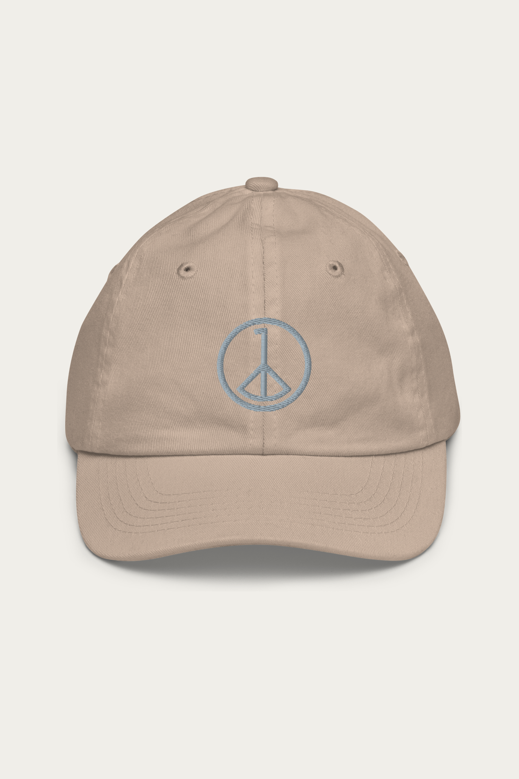 Kids Cap, Khaki by Andre Blunt, front, on a Cloud White ground