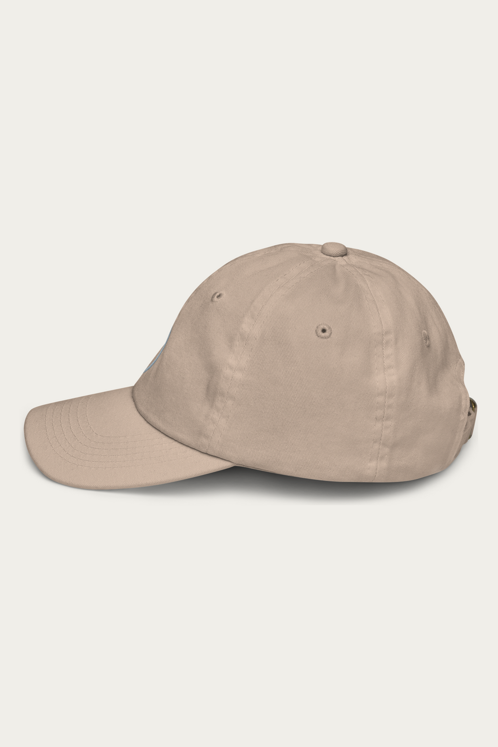 Kids Cap, Khaki by Andre Blunt, left side, on a Cloud White ground