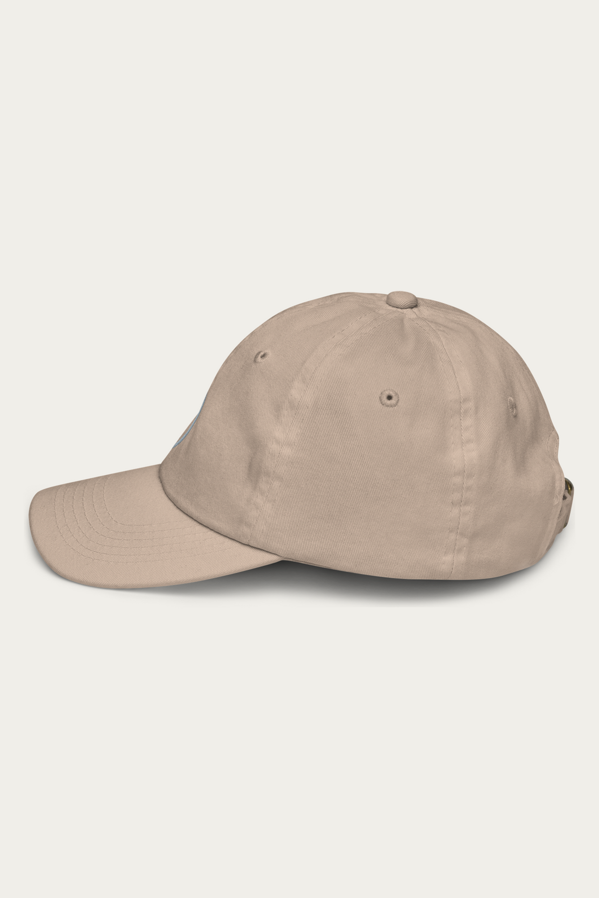 Kids Cap, Khaki by Andre Blunt, left side, on a Cloud White ground