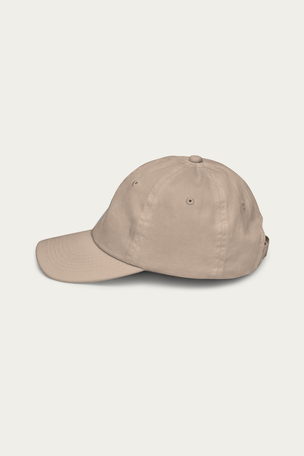 Kids Cap, Khaki by Andre Blunt, left side, on a Cloud White ground