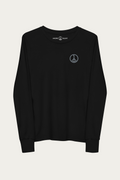 Kids Long-Sleeve, Black by Andre Blunt, front, on a Cloud White ground