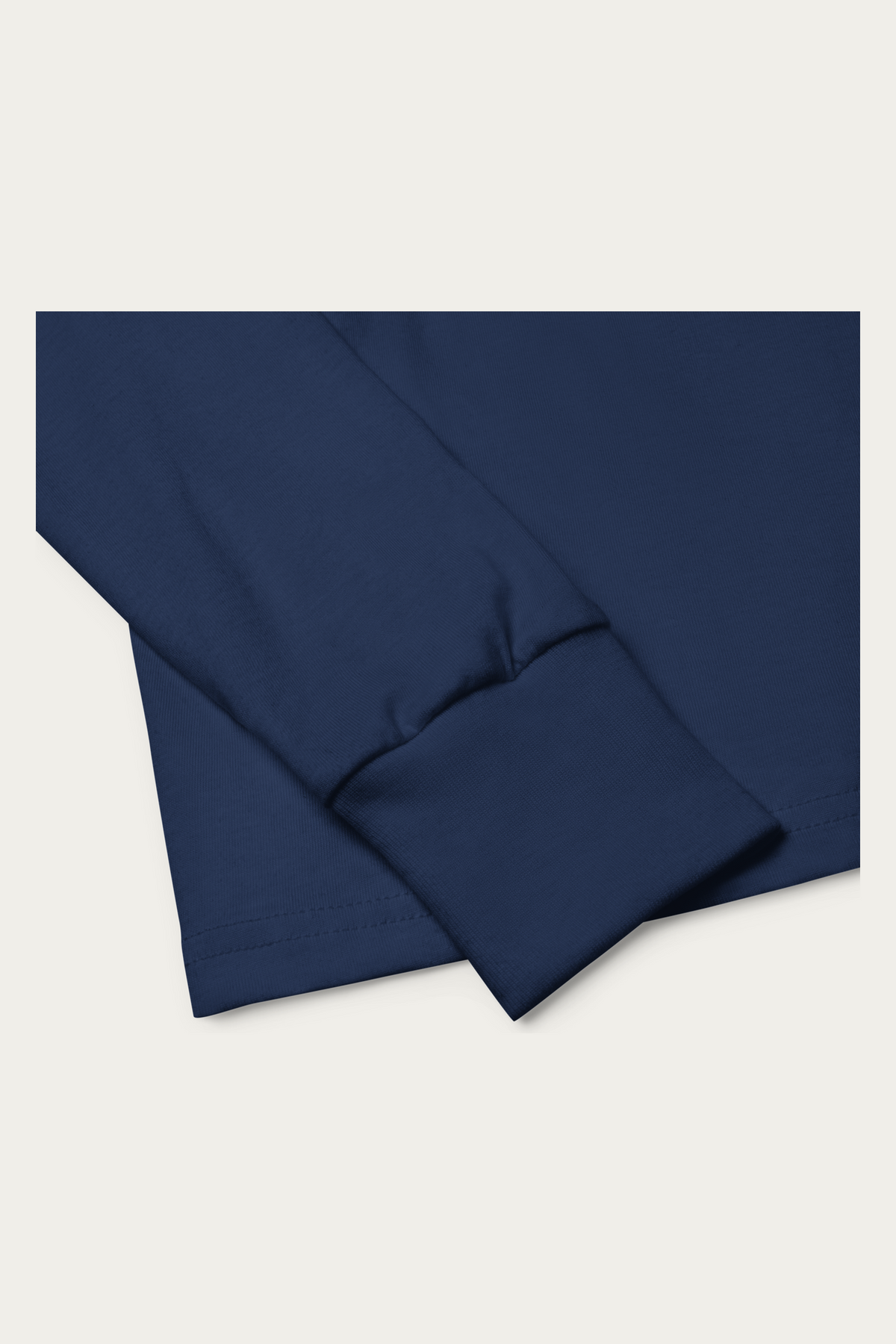 Kids Long-Sleeve, Navy by Andre Blunt, product details, on a Cloud White ground