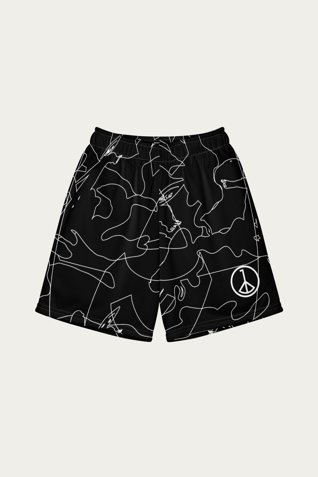 Kids Mesh Shorts, White by Andre Blunt, front, on a Cloud White ground
