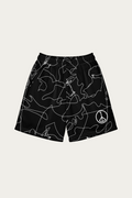 Kids Mesh Shorts, White by Andre Blunt, front, on a Cloud White ground