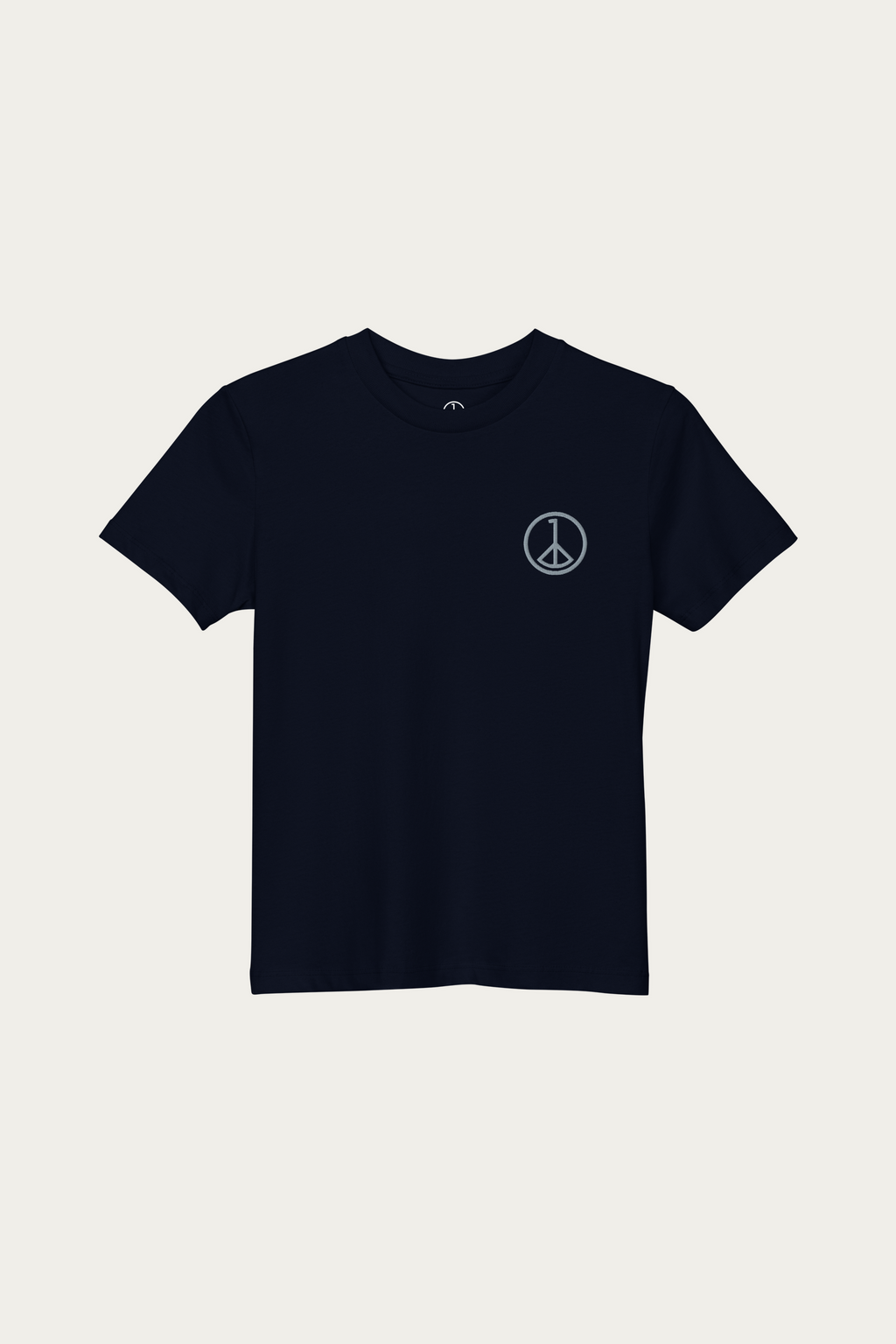Kids Tee, Navy by Andre Blunt, shown on a Cloud White ground