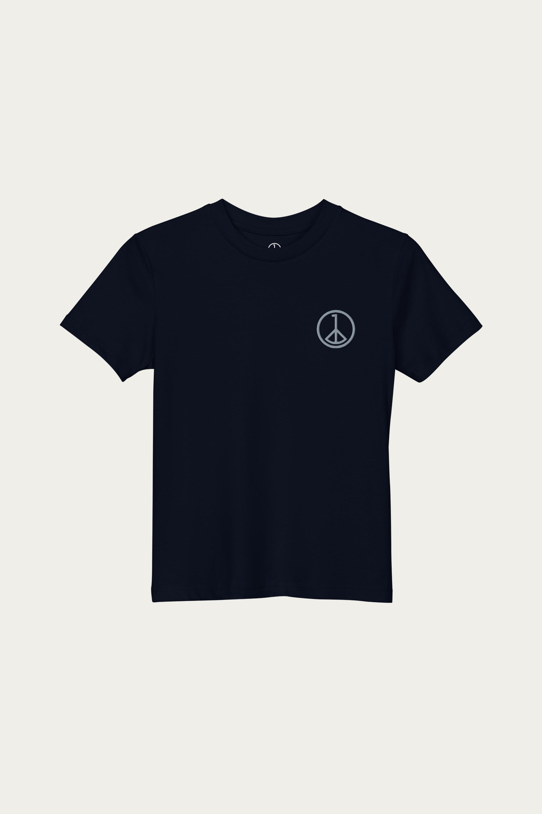 Kids Tee, Navy by Andre Blunt, shown on a Cloud White ground